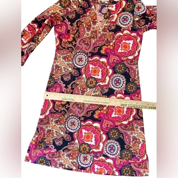 Jude Connally Michelle Paisley Dress Small Jersey Knit Stretch Colorful Fall - Picture 8 of 11